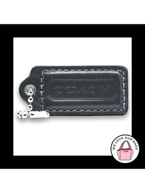 COACH HANG TAG 2.25" Bag Charm Keychain Fob Dark Grey Gray Leather Nickel Large